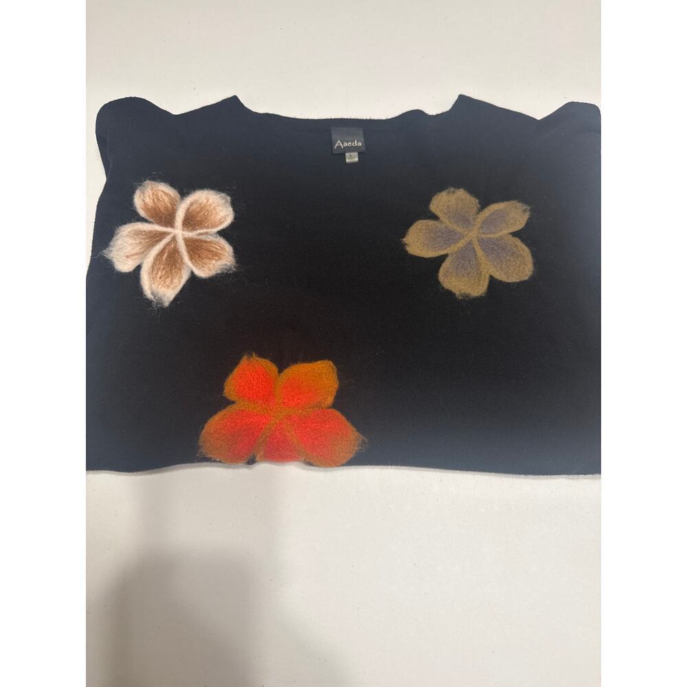 Aaeda Felted Floral Dolman Sleeve Sweater Embroidered Size Large Whimsical - Picture 12 of 12